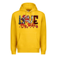 Lemon red black grey white love my tribe indian headdres Premium Hoodie - Artiststas