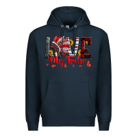 Navy red black grey white love my tribe indian headdres Premium Hoodie - Artiststas