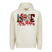 Oatmeal Heather red black grey white love my tribe indian headdres Premium Hoodie - Artiststas