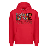 Red red black grey white love my tribe indian headdres Premium Hoodie - Artiststas