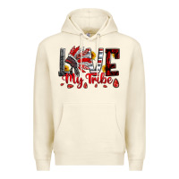 Sandshell red black grey white love my tribe indian headdres Premium Hoodie - Artiststas