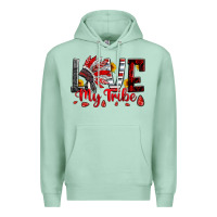 Seafoam red black grey white love my tribe indian headdres Premium Hoodie - Artiststas