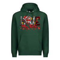 Sports Green red black grey white love my tribe indian headdres Premium Hoodie - Artiststas