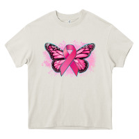 Cream Cancer ribbon butterfly Cancer Awareness Heavy Core Tee - HowdyJamesFarm