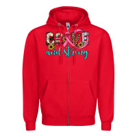 Red brave and strong Zipper Hoodie - JahusDesignShop