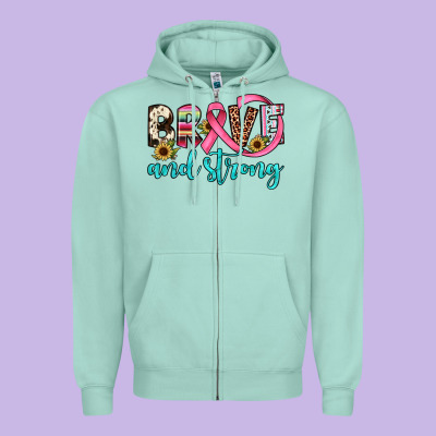 Brave And Strong Zipper Hoodie Designed By Jahusdesignshop