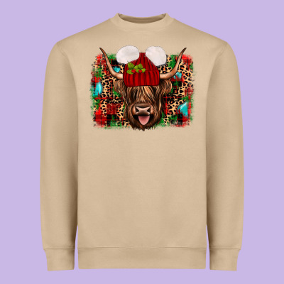 Highland Cow Christmas Heavyweight Sweatshirt Designed By Jahusdesignshop