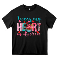 Black I wear my heart on my sleeve Valentine's Day Heavy Core Tee - HowdyJamesFarm