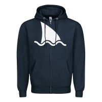 Navy shark fin Zipper Hoodie - DesigneFamous