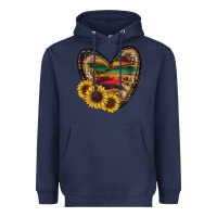 Navy Sunflower Fall Heart Heavyweight Hoodie - RanaPortraitStore