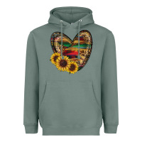 Sage Sunflower Fall Heart Heavyweight Hoodie - RanaPortraitStore