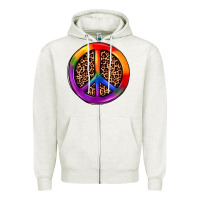 Oatmeal Heather peace sign pride Zipper Hoodie - JahusDesignShop