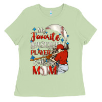 Matcha My favorite baseball player calls me mom Ladies Tee - FaDigitalArtStudio