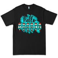 Black Hello Summer Serape Turquoise Premium Tee - CowCowDesign