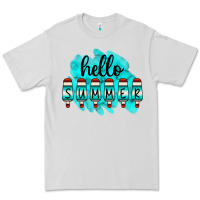 Dove Grey Hello Summer Serape Turquoise Premium Tee - CowCowDesign