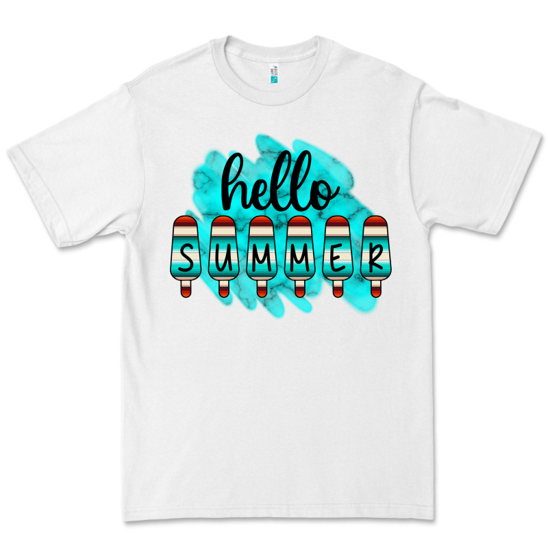 Hello Summer Serape Turquoise Premium Tee by CowCowDesign | Teevron