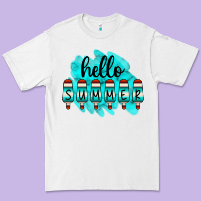 Hello Summer Serape Turquoise Premium Tee Designed By Cowcowdesign