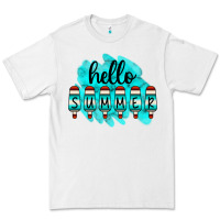 White Hello Summer Serape Turquoise Premium Tee - CowCowDesign