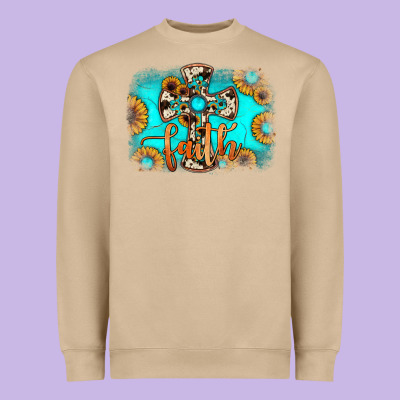 Faith Cross Heavyweight Sweatshirt Designed By Jahusdesignshop
