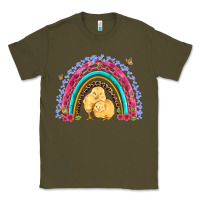 Army Green easter flowers and butterfly with chicks rainbow Classic Tee - Artiststas