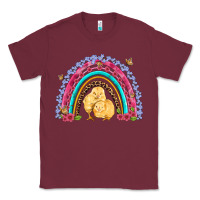 Burgundy easter flowers and butterfly with chicks rainbow Classic Tee - Artiststas