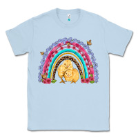 Dusty Blue easter flowers and butterfly with chicks rainbow Classic Tee - Artiststas