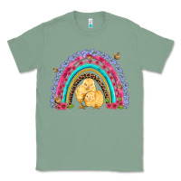 Sage easter flowers and butterfly with chicks rainbow Classic Tee - Artiststas