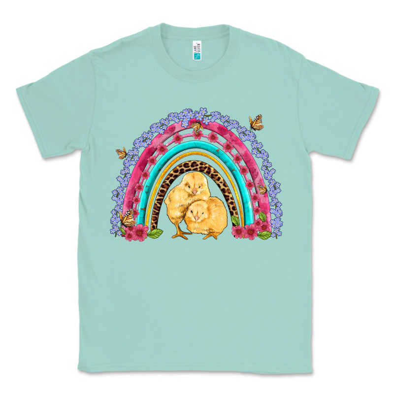 Easter Flowers And Butterfly With Chicks Rainbow Classic Tee by Artiststas | Teevron