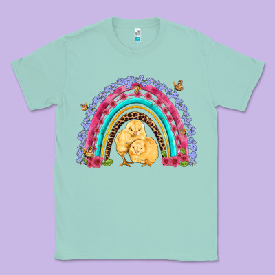 Easter Flowers And Butterfly With Chicks Rainbow Classic Tee Designed By Artiststas