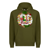 Army Green Christmas Jolly Nurse Premium Hoodie - Artiststas