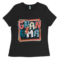 Black 4th of July grandma with lightning bolt Ladies Tee - FaDigitalArtStudio