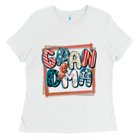 White 4th of July grandma with lightning bolt Ladies Tee - FaDigitalArtStudio