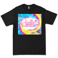 Black Hello Summer Tie Dye Tumbler Premium Tee - CowCowDesign