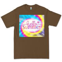 Cacao Hello Summer Tie Dye Tumbler Premium Tee - CowCowDesign
