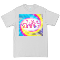 Dove Grey Hello Summer Tie Dye Tumbler Premium Tee - CowCowDesign