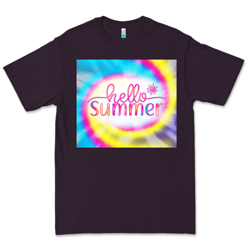 Hello Summer Tie Dye Tumbler Premium Tee by CowCowDesign | Teevron
