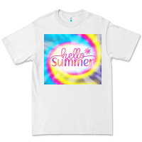 White Hello Summer Tie Dye Tumbler Premium Tee - CowCowDesign