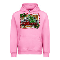 Fuchsia Pink Christmas Truck With Christmas Tree Urban Hoodie - RanaPortraitStore