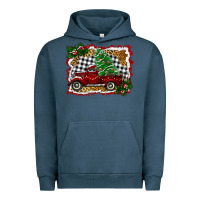 Pigment Midnight Navy Christmas Truck With Christmas Tree Urban Hoodie - RanaPortraitStore