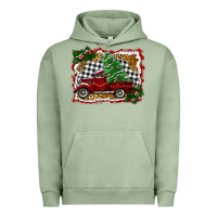 Pigment Oil Green Christmas Truck With Christmas Tree Urban Hoodie - RanaPortraitStore