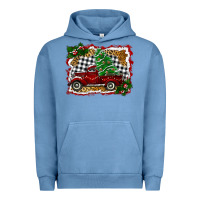 Pigment Pebble Blue Christmas Truck With Christmas Tree Urban Hoodie - RanaPortraitStore
