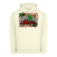 Pigment Pistachio Christmas Truck With Christmas Tree Urban Hoodie - RanaPortraitStore