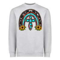 Heather Grey cross rainbow Heavyweight Sweatshirt - JahusDesignShop