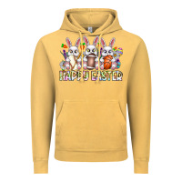 Vintage Mustard Happy Easter Spot Rabbit Vintage Hoodie - CowhideDigitalArt