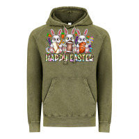 Vintage Olive Happy Easter Spot Rabbit Vintage Hoodie - CowhideDigitalArt