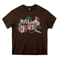 Chocolate Brown Blessed Nurse Heavy Core Tee - CowGirlArtShop