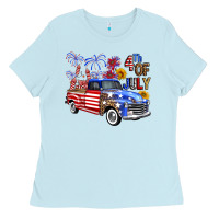 Baby Blue Western Truck Fourth Of July America Ladies Tee - FaDigitalArtStudio