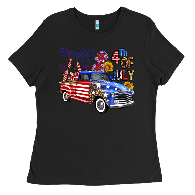 Western Truck Fourth Of July America Ladies Tee by FaDigitalArtStudio | Teevron