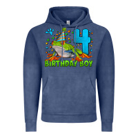 Vintage Denim birthday boy frog age 4 Vintage Hoodie - LillyAllenDesigns