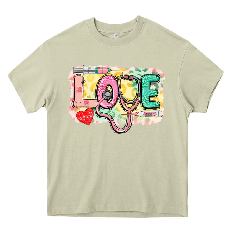 Love Nursing Leopard Background Heavy Core Tee by CowGirlArtShop | Teevron